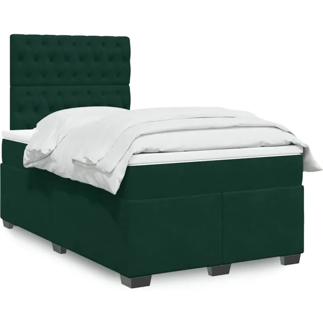 vidaXL Boxspring met matras fluweel donkergroen 120x190 cm groen