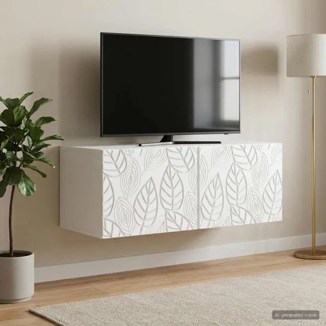 vidaXL Wandbeugel TV-kast 59,5 x 31 cm Wit Bewerkt hout Wandgemonteerd, foto 2