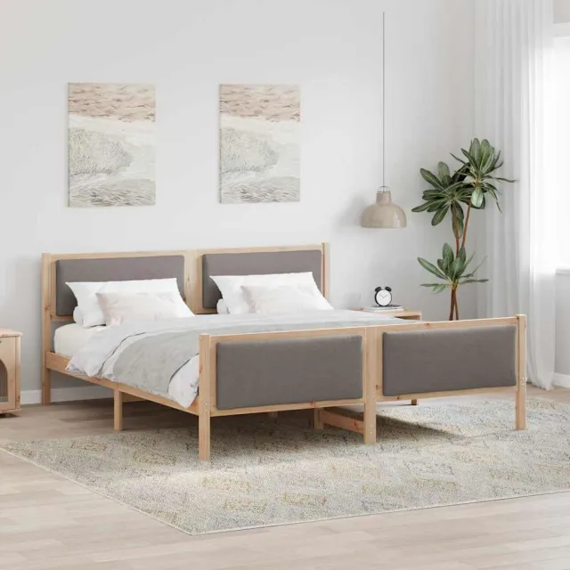 vidaXL Bedframe met hoofdeinde Taupe 180 x 200 cm Stof Bruin