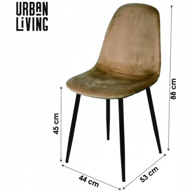 Urban Living "INOUI" SET VAN 4 STOELEN IN CAMELKLEURIG VELVET MET ZWARTE METALEN POTEN