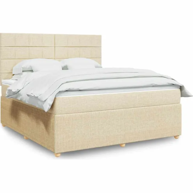 vidaXL Boxspring met matras stof crèmekleurig 180x200 cm