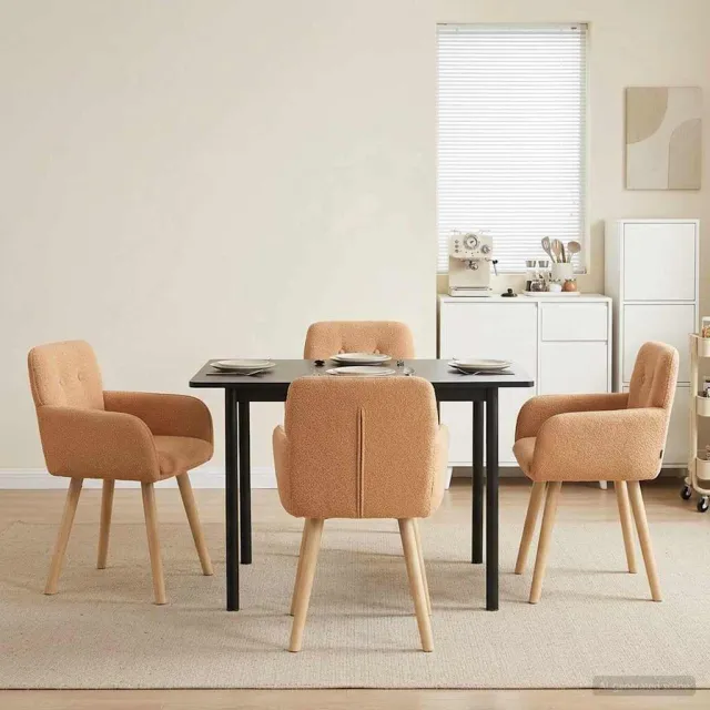 vidaXL Eettafelstoelen 4 st Bouclé Beige 59 x 56,5 x 85 cm, foto 2