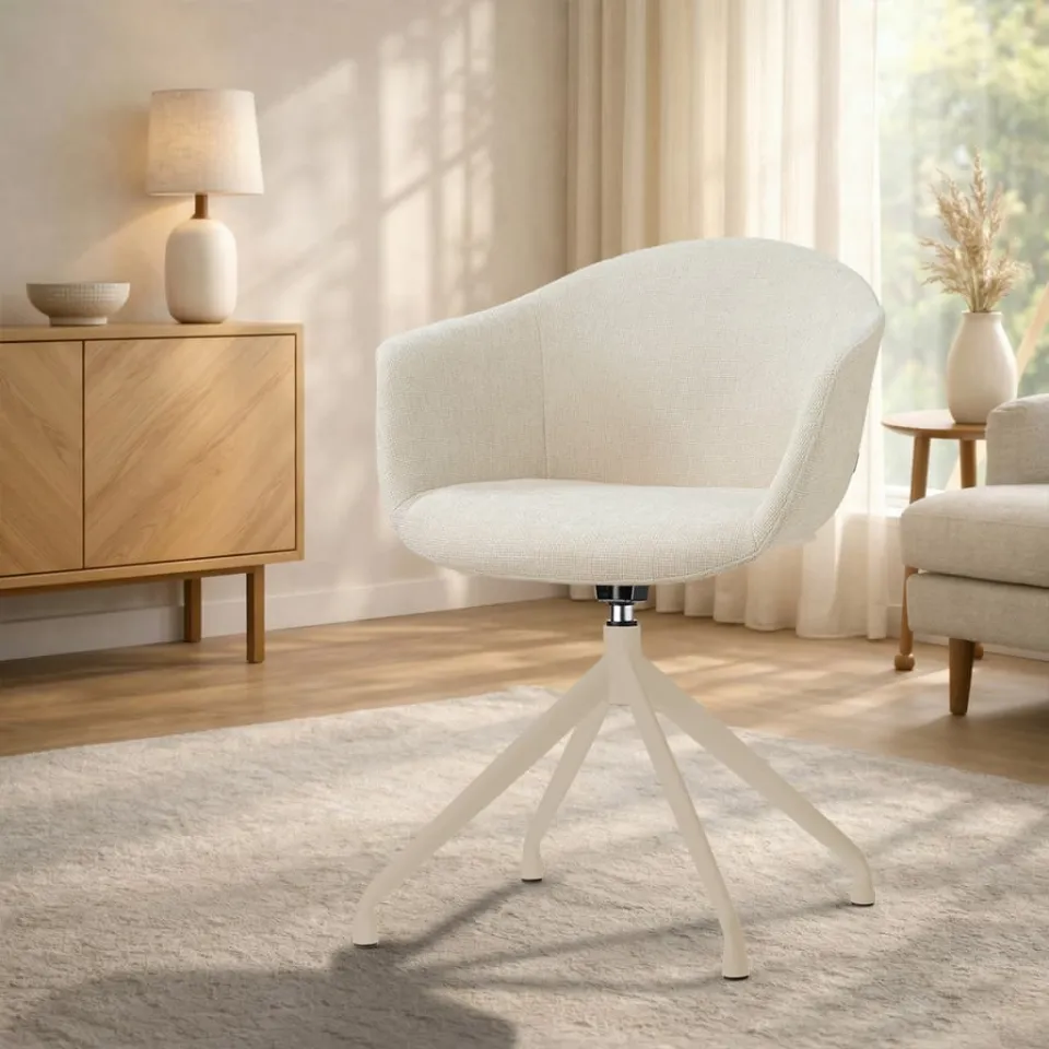 Nolon Nola-Otis draaibare eetkamerstoel cottonbeige - beige onderstel, foto 3