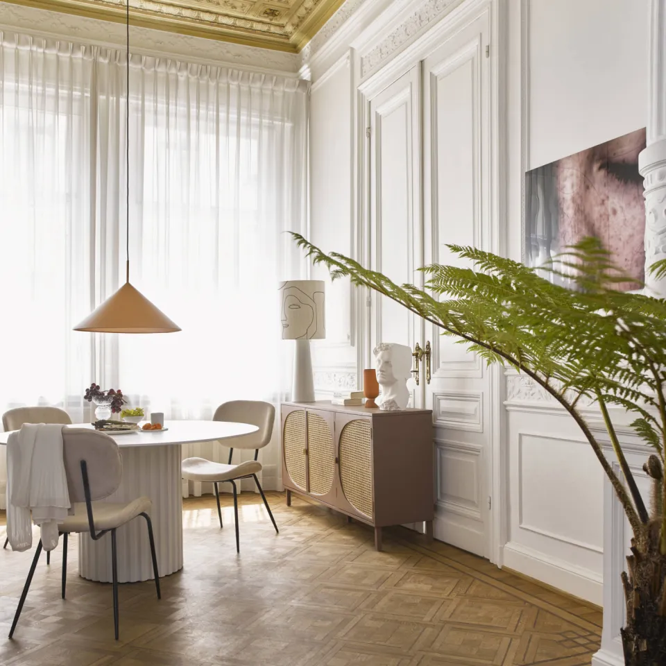 HKLIVING eetkamertafel Pillar white 140 cm, foto 2