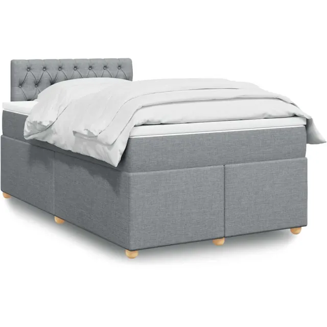 vidaXL Boxspring met matras stof lichtgrijs 120x190 cm grijs
