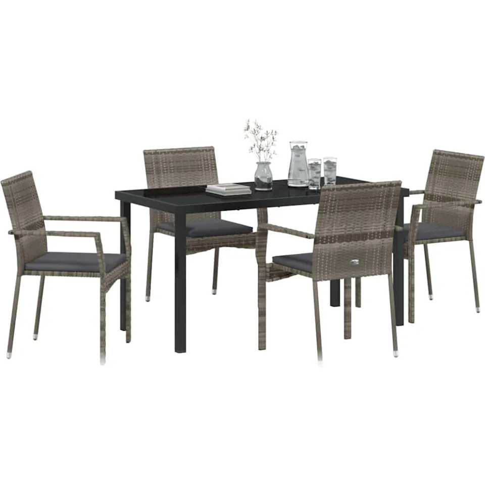 vidaXL Tuin eettafelset 5 st Grijs poly rattan