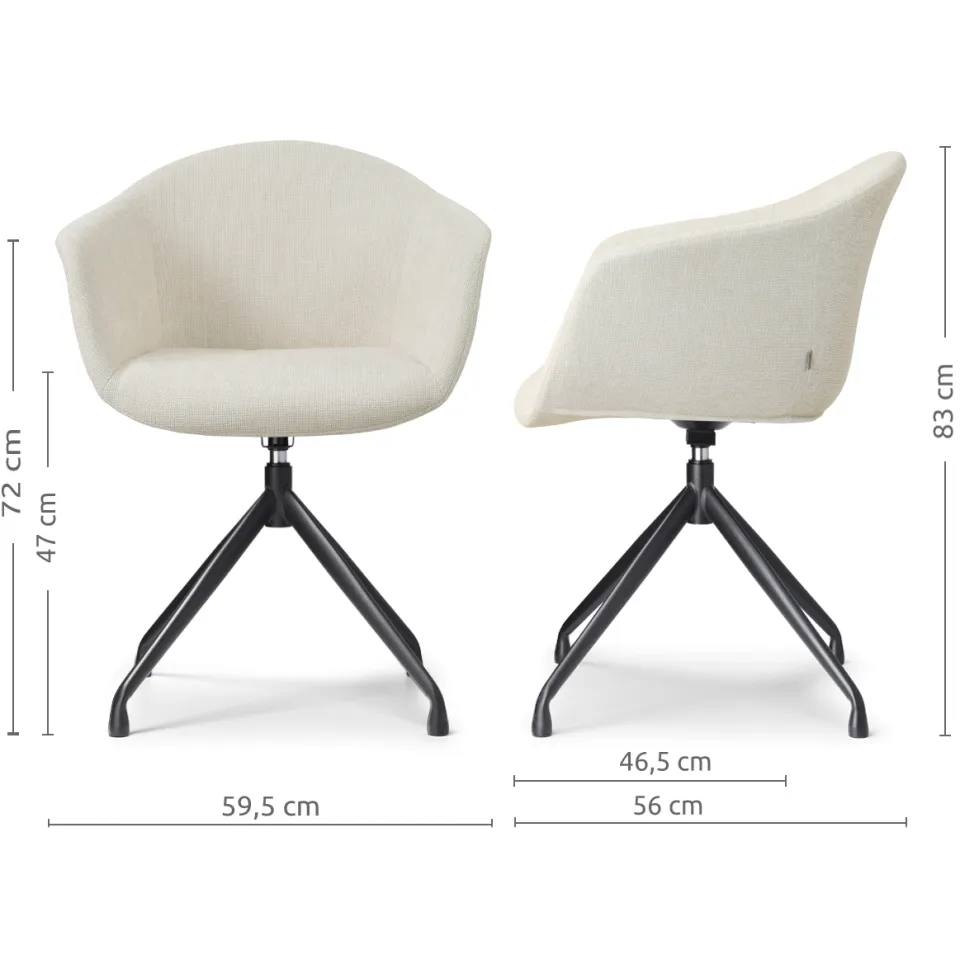 Nolon Nola-Otis draaibare eetkamerstoel cottonbeige - zwart onderstel, foto 3