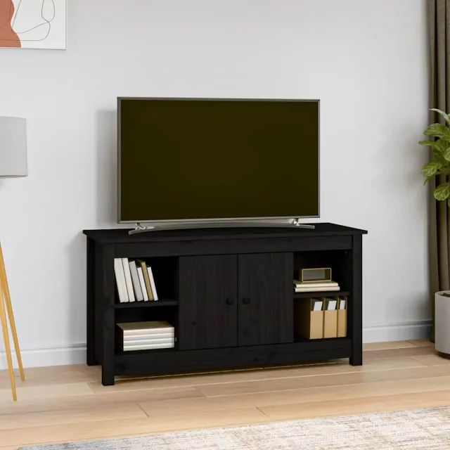 vidaXL Tv-meubel 103x36,5x52 cm massief grenenhout zwart, foto 2