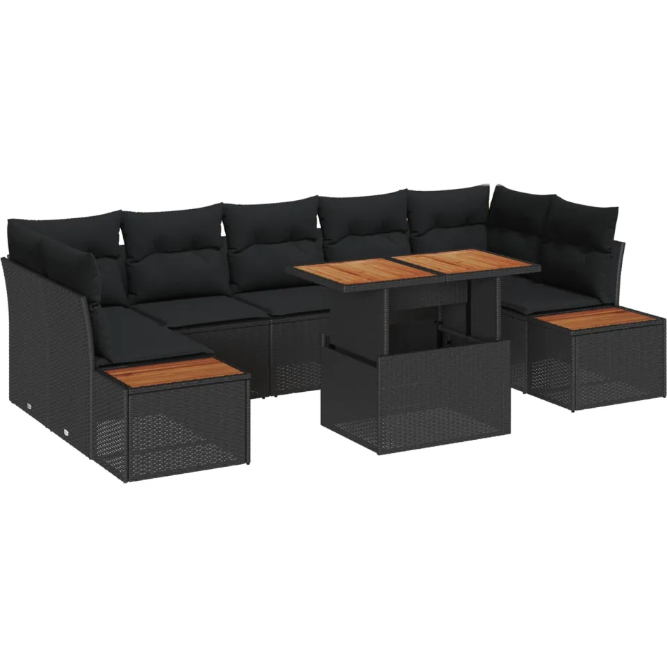 vidaXL Tuin Sofa Set 8 st Zwart Poly riet