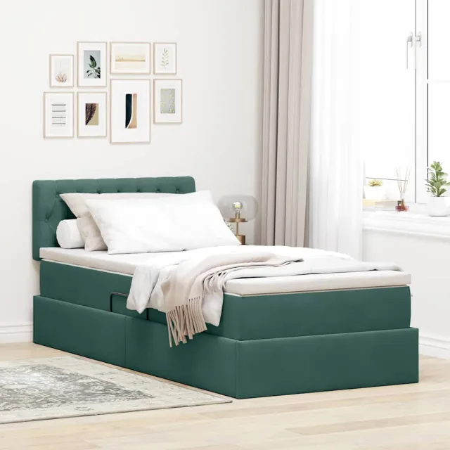 vidaXL Opslag bed met hoofdeinde Donkergroen 100 x 200 cm Fluweel