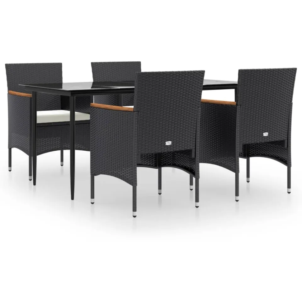 vidaXL 5-delige Tuinset met kussens zwart, foto 3
