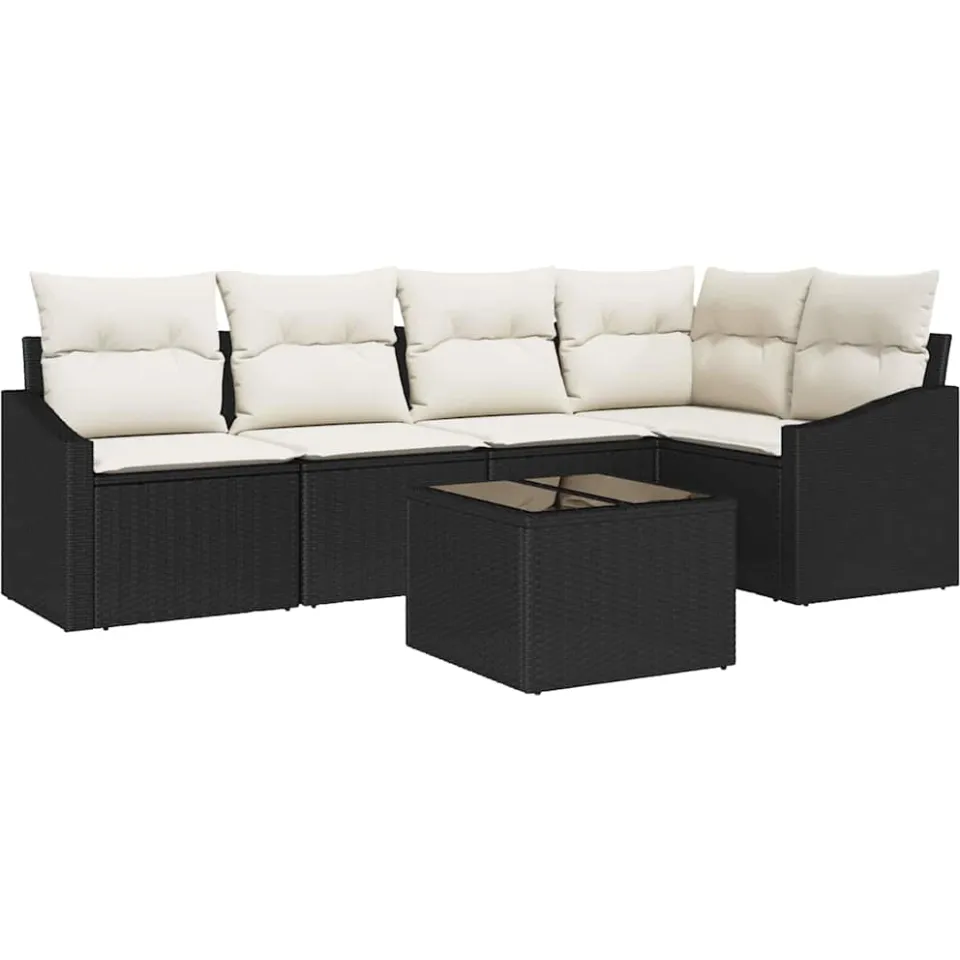 vidaXL Tuinbankenset 6 st Bruin en Crème poly rattan