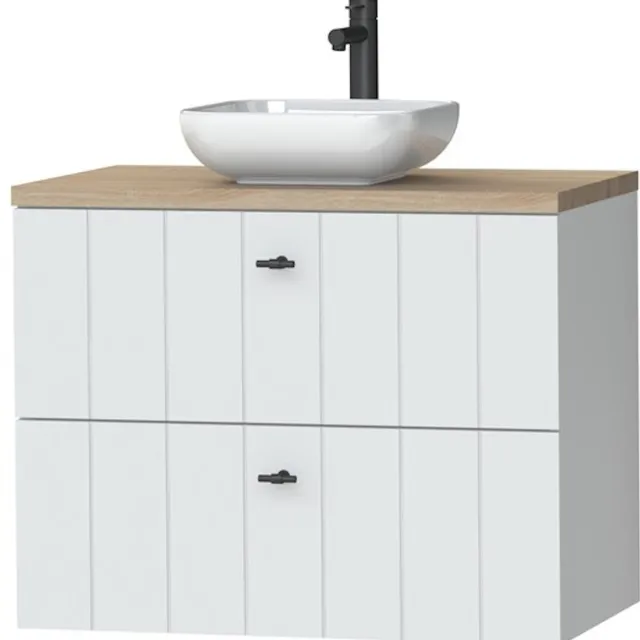 Tiger Maryport Meubelset 80 cm met 2 lades Mat wit incl Ontario waskom Hoogglans wit - 1496018914