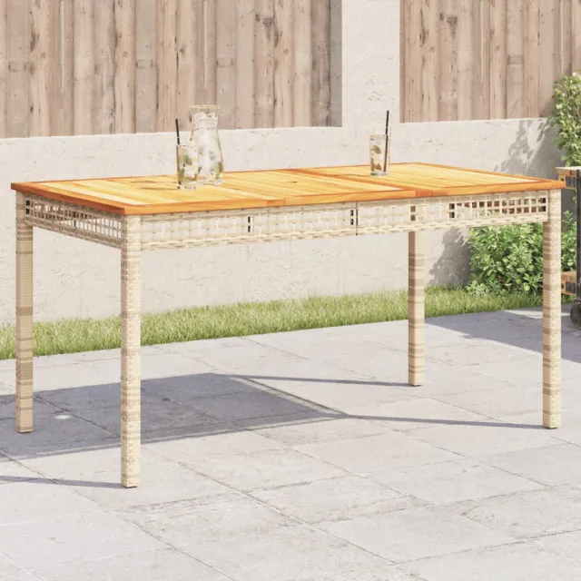 vidaXL Tuintafel 140x80x75 cm poly rattan en acaciahout beige