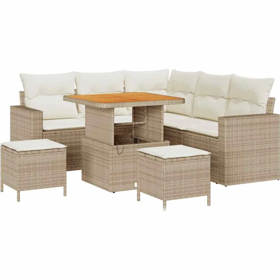 vidaXL Tuinbankenset 8 st Beige poly rattan