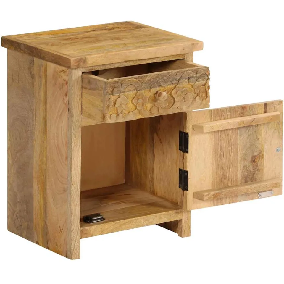 vidaXL Nachtkastje 40x30x50 cm massief mangohout bruin, foto 4