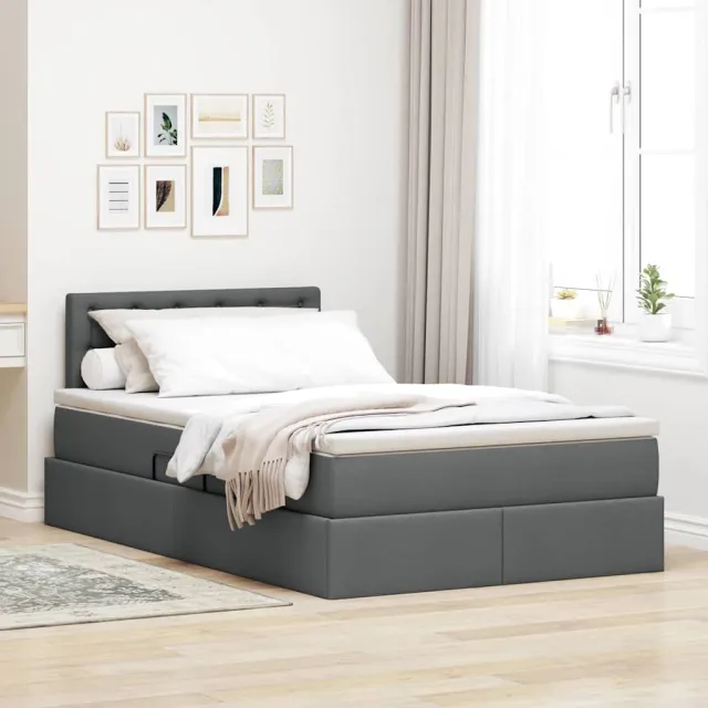 vidaXL Opbergbed met matras Donkergrijs 120 x 200 cm fluweel