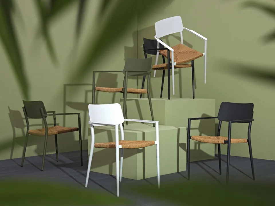 Bellagio tuinmeubelen Bellagio Cino/Menzano 160cm dining tuinset 5-delig stapelbaar grijs, foto 4