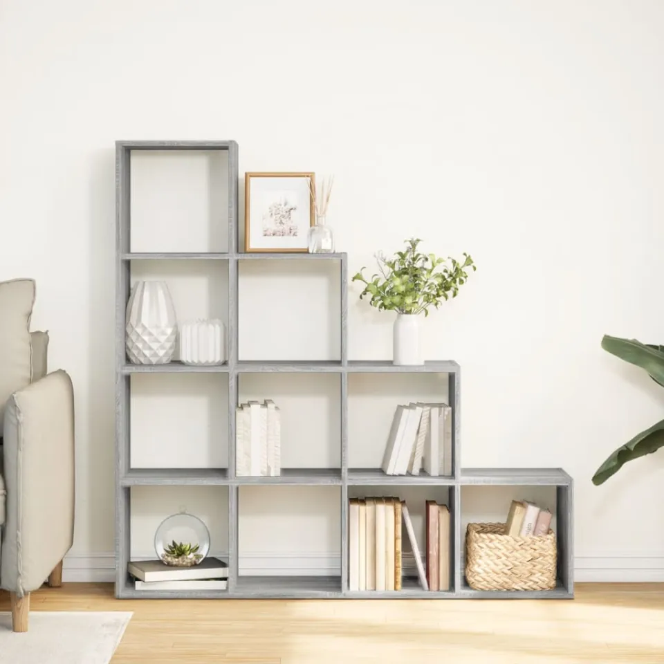 vidaXL Kamerscherm / boekenkast 131,5x29x131,5 cm hout grijs sonoma, foto 2