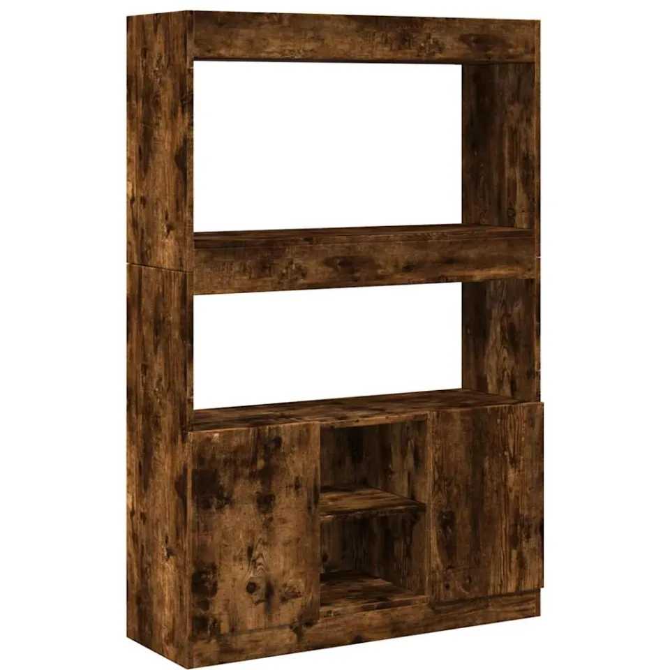vidaXL Hoge kast 92x33x140 cm bewerkt hout gerookt eikenkleurig Bruin
