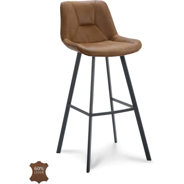 Icon Living Barkruk Brooks Zithoogte 80 - Microleder Bull Camel - Poot Zwart Bruin