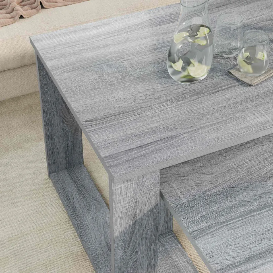 vidaXL Koffietafel Set 2 st Grijs Sonoma 100 x 50 x 42 cm Bewerkt hout, foto 4