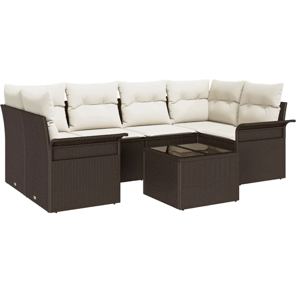 vidaXL Tuin Sofa Set 7 st Bruin poly rattan