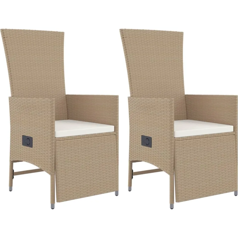 vidaXL 3-delige Tuinset met kussens poly rattan beige, foto 3