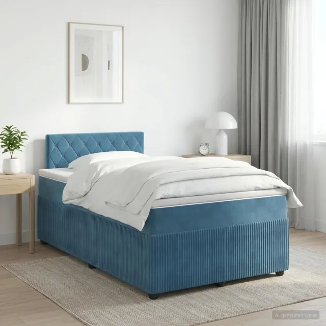 vidaXL Boxspringbed met matras Donkerblauw 120 x 200 cm Fluweel
