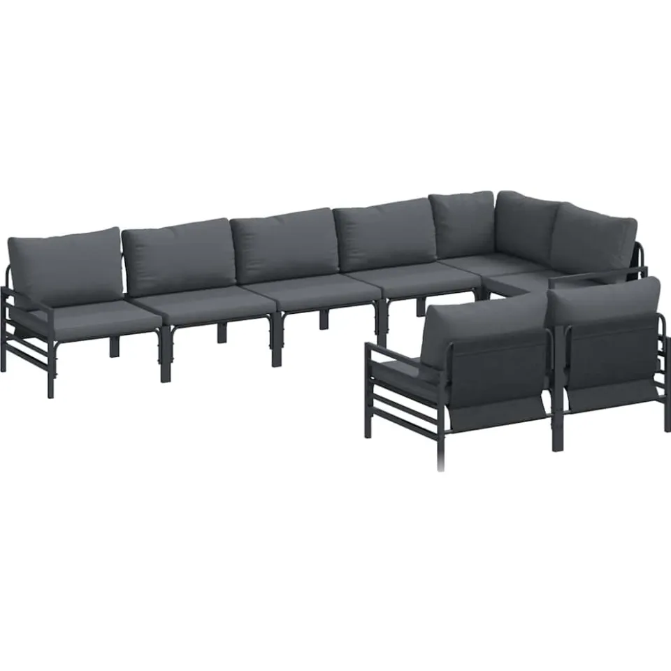 vidaXL Tuinbankenset 8 st Zwart Staal, foto 3