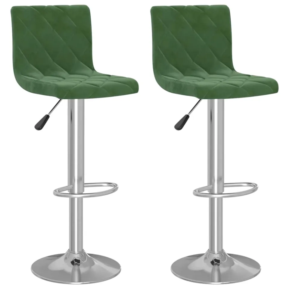 vidaXL Barkrukken 2 st fluweel donkergroen groen, foto 3