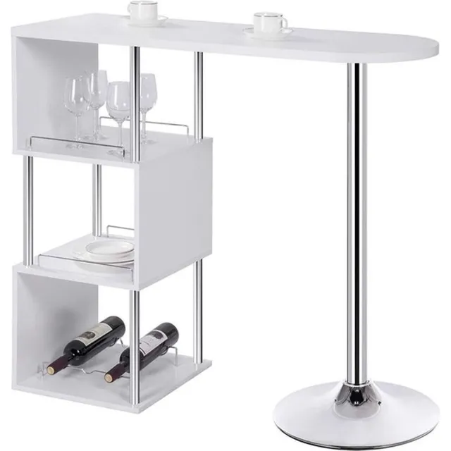 Bolt Edge Bartafel - Met Opbergruimte - Keuken - Metalen Poot - Wit - 113x40x105cm