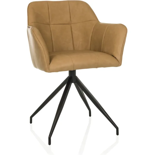hjh LIVING Eetkamerstoel / gestoffeerde stoel ELVERUM SPU kunstleer cognac hjh LIVING