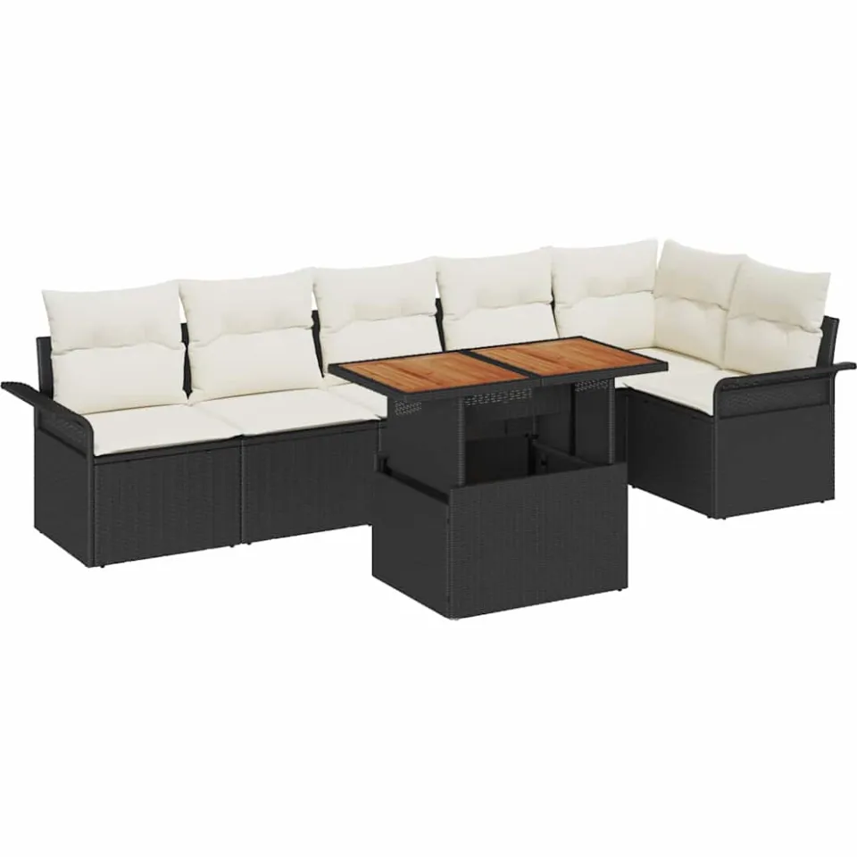 vidaXL Tuin Sofa Set 7 st Zwart Poly riet