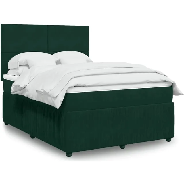 vidaXL Boxspring met matras fluweel donkergroen 160x200 cm groen