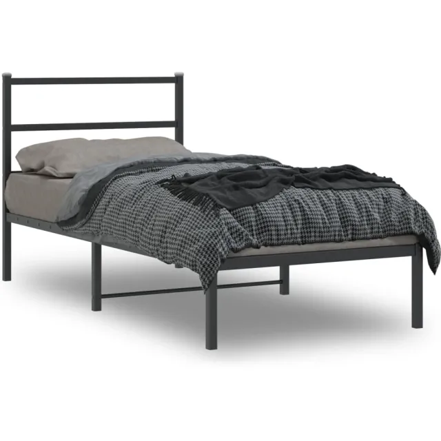 vidaXL Bedframe met hoofdbord metaal zwart 90x200 cm