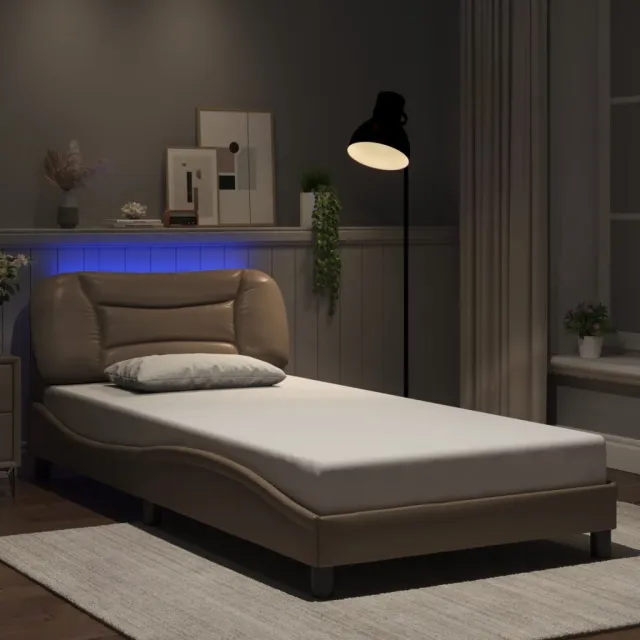 vidaXL Bedframe met LED zonder matras "Hvar" cappuccino 100x200 cm Bruin