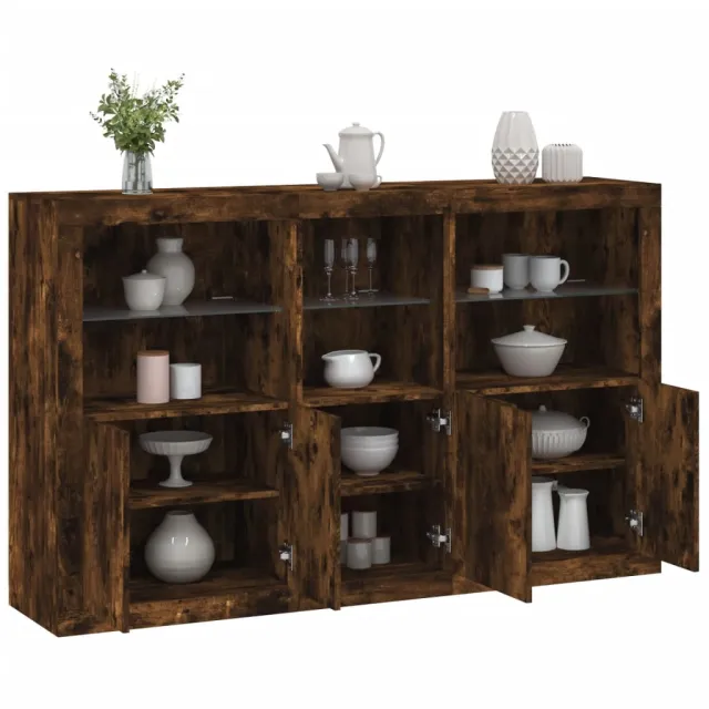 vidaXL Dressoir met LED-verlichting 162x37x100 cm gerookt eikenkleurig, foto 2