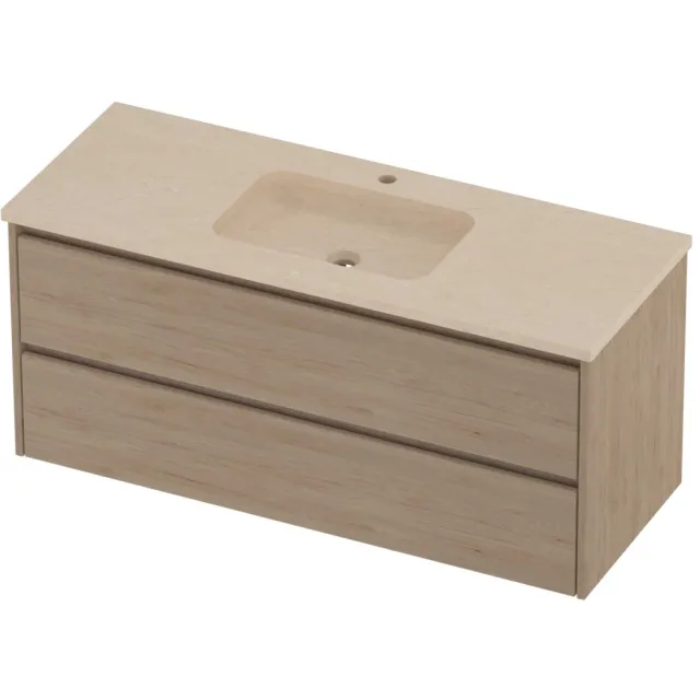 Proline Rollo Badmeubelset Hardsteen Elegant Midden 1 Gat 120x46x54 cm Sand Stone Ideal Oak Eiken