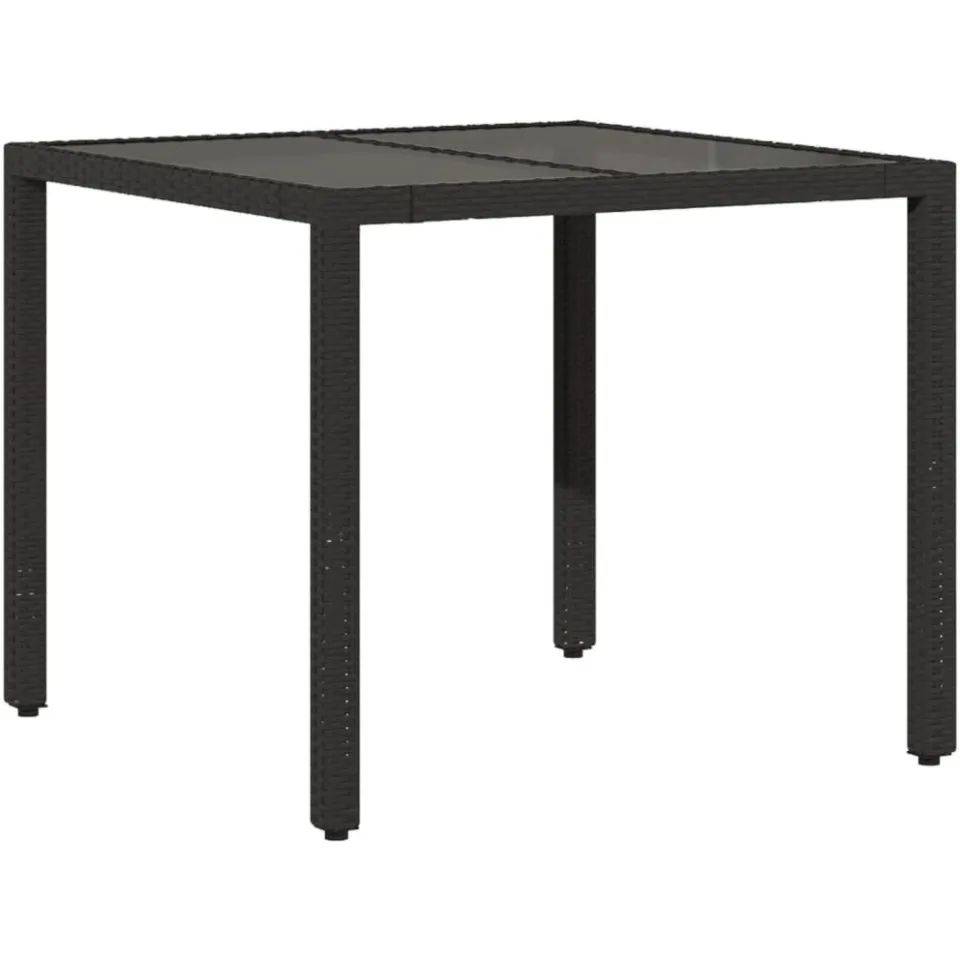 vidaXL 3-delige Tuinset met kussens poly rattan en glas zwart, foto 4