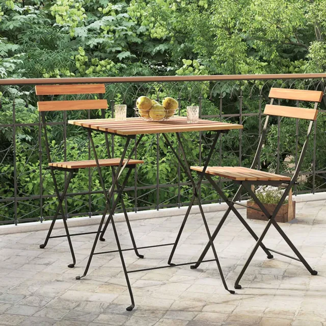 vidaXL Bistrotafel inklapbaar 55x54x71 cm massief teakhout en staal Bruin