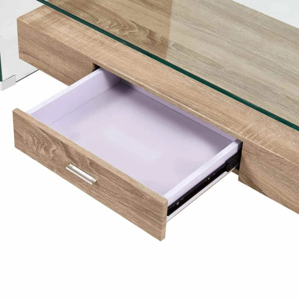 vidaXL Salontafel 98x45x31 cm gehard glas transparant transparent, foto 5