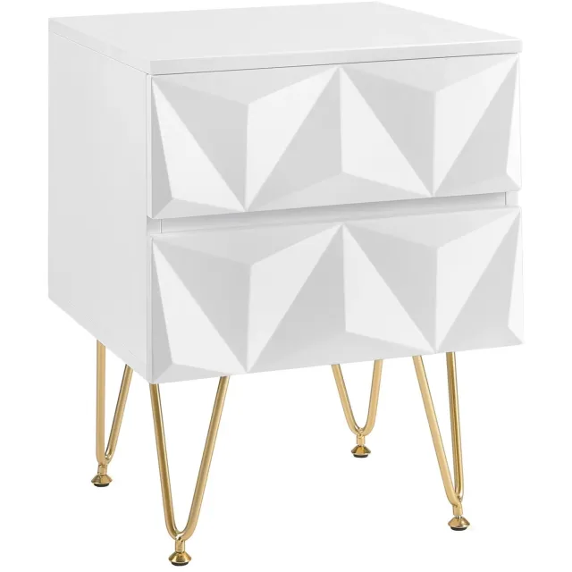 Prime Homely Prime Home Nachtkastje - Opbergkastje - Organizer voor je slaapkamer - Ladenkastje - 2 laden - Home Decor - 40 x 40 x 53cm - Wit