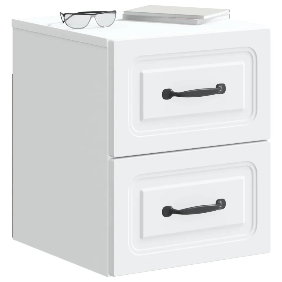 vidaXL Wandbeugel Bedkast 2 st Wit 34,5 x 33 x 40 cm Bewerkt hout