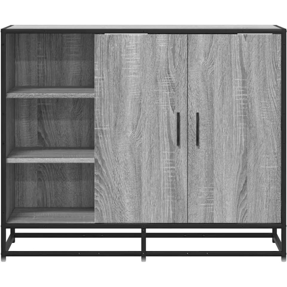 vidaXL Dressoir 92x35x76 cm bewerkt hout grijs sonoma eikenkleurig, foto 4