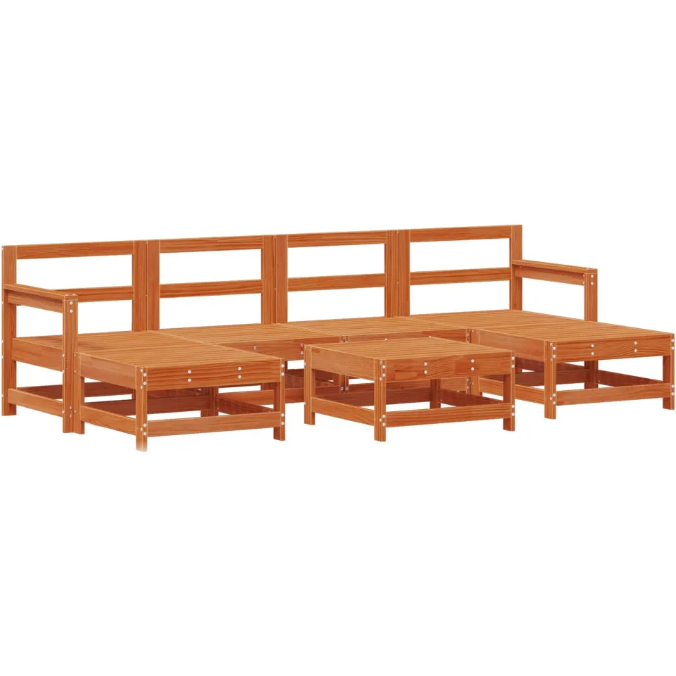 vidaXL Tuin loungeset 7 st Wasbruin Massief grenenhout