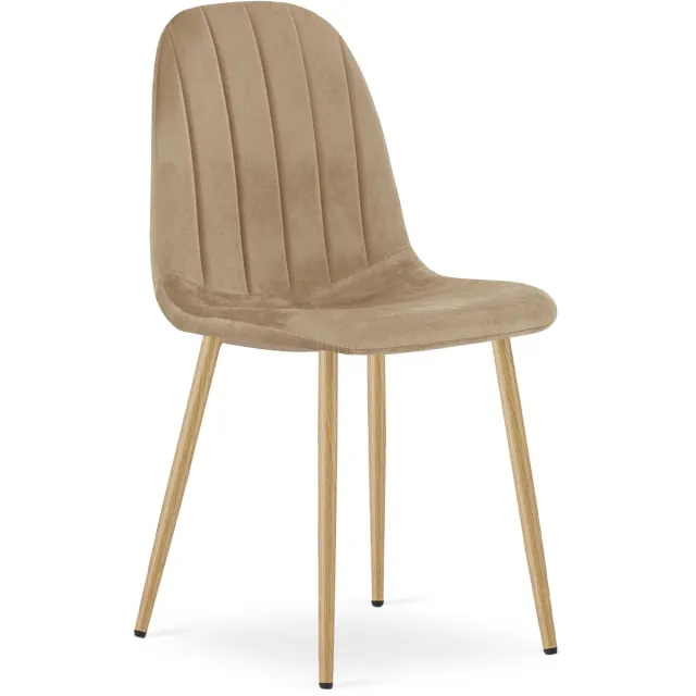 LEOBERT sp. z o.o. sp.k. Eetkamerstoel PADVA – Fluweel bruin – Houten look poten (eiken) – Modern design