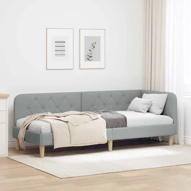 vidaXL Hoekbedframe Lichtgrijs 80 x 200 cm Stof