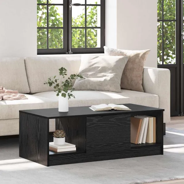 vidaXL Salontafel Zwart Eiken 102 x 50 x 36cm Bewerkt hout, foto 2