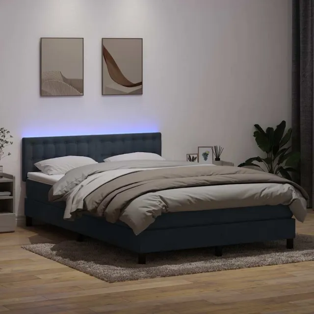 vidaXL Boxspring met matras en LED fluweel donkergrijs 160x210 cm grijs